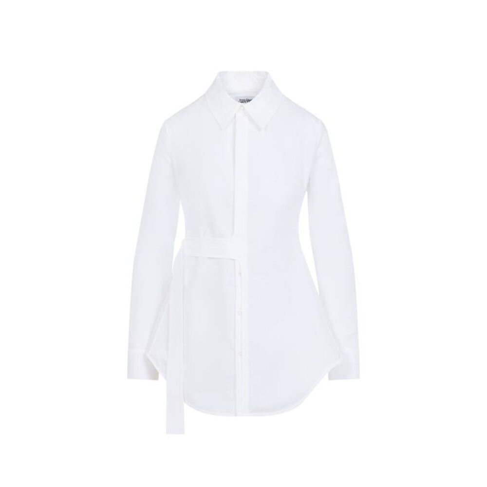 JEAN PAUL GAULTIER Asymmetric Poplin Shirt with Belt Women WHITE Shirts